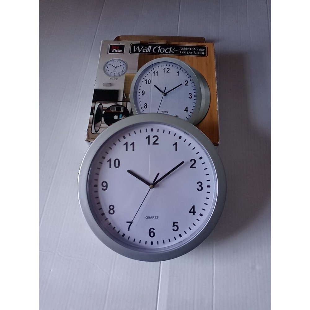 Wall Clock With Hidden Safe Compartment Secret Storage Valuables Cash Box - Picture 8 of 13